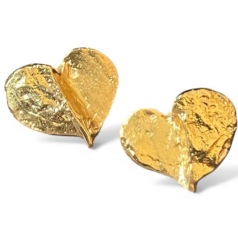 Caryl Picker Gold Tone Heart Shaped Earrings
